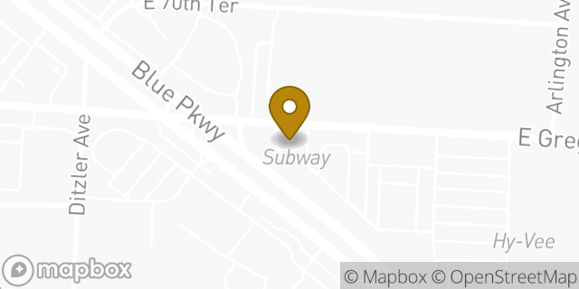 Map showing the location of Subway in Raytown, MO 64133
