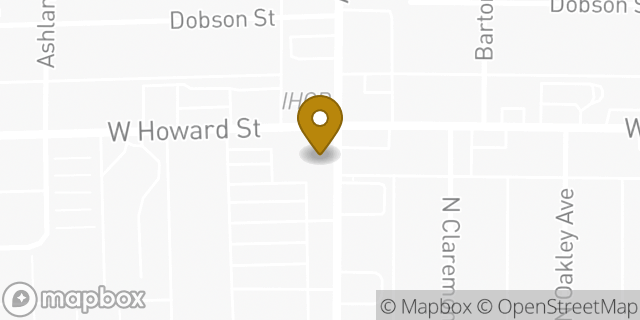 Map showing the location of Dunkin' in Chicago, IL 60645