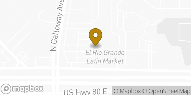 Map showing the location of Bank of America in Mesquite, TX