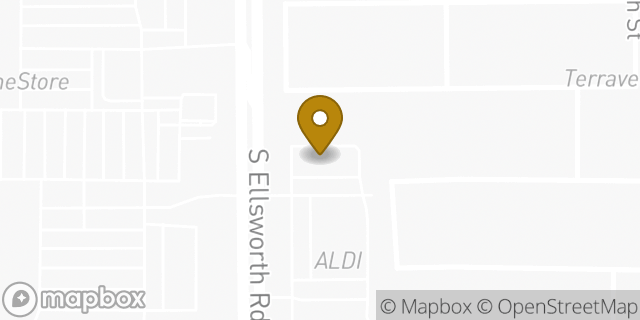 Map showing the location of S Ellsworth St. & E Terravella Pkwy in Queen Creek, AZ 85142