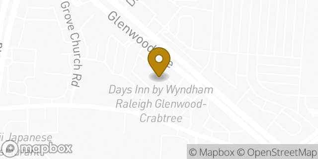 Map showing the location of Days Inn in Raleigh, NC 27612