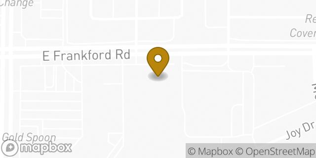 Map showing the location of Fairgate KinderCare in Carrollton, TX 75007