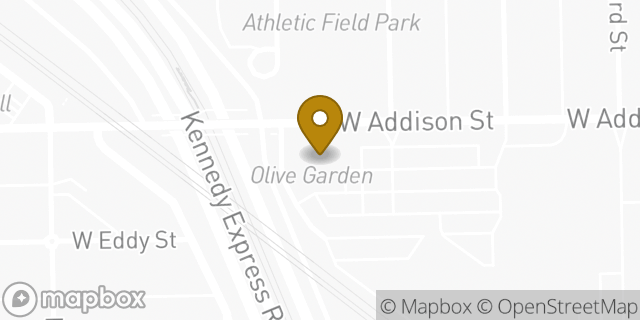 Map showing the location of Olive Garden in Chicago, IL 60618