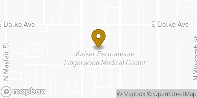 Map showing the location of Kaiser Permanente Lidgerwood Medical Center in Spokane, WA 99208