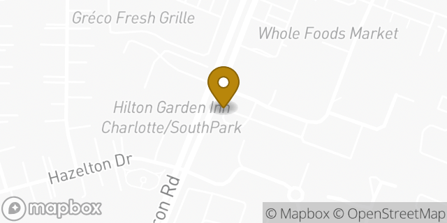 Map showing the location of Starbucks in Charlotte, NC 28210