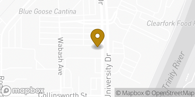 Map showing the location of Starbucks in Fort Worth, TX 76107