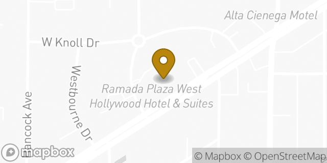 Map showing the location of Ramada Plaza in West Hollywood, CA 90069