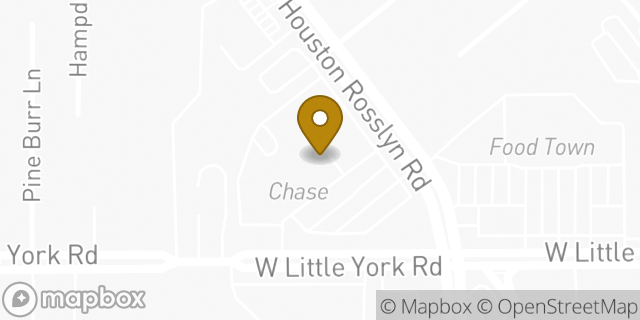 Map showing the location of Chase ATM in Houston, TX 77040