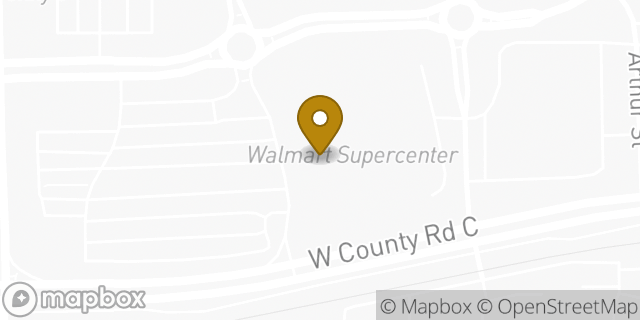 Map showing the location of Walmart in Roseville, MN 55113