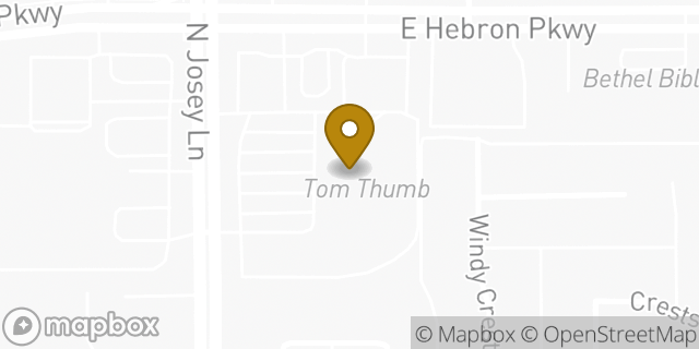 Map showing the location of Tom Thumb in Carrollton, TX 75007