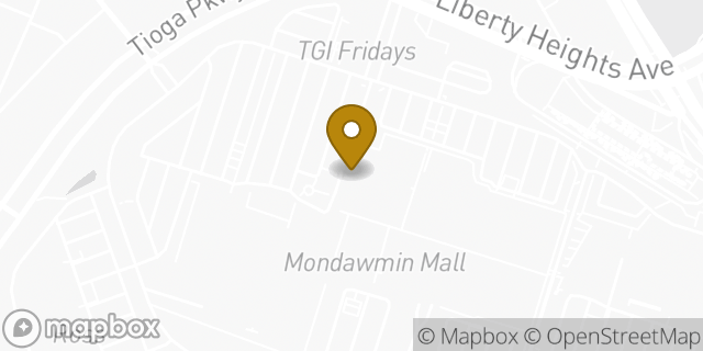 Map showing the location of Bank of America in Baltimore, MD 21215