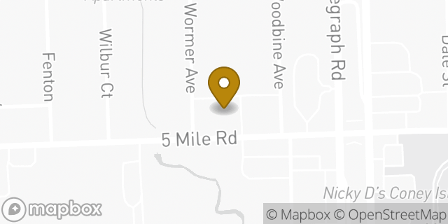 Map showing the location of AutoZone in Redford, MI 48239