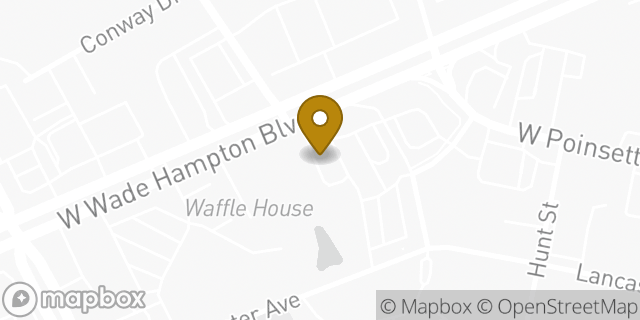 Map showing the location of Dunkin' in Greer, SC 29650