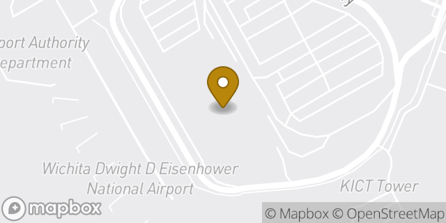 Map showing the location of Hertz Car Rental - Wichita Dwight D. Eisenhower National Airport (ICT) in Wichita, KS 67209
