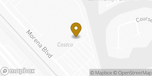 Map showing the location of Costco Food Court in San Diego, CA 92117