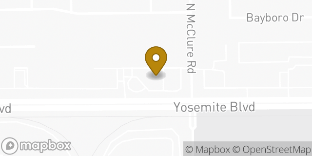 Map showing the location of AutoZone in Modesto, CA 95354
