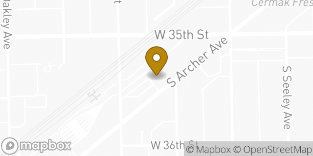 Map showing the location of Dunkin' in Chicago, IL 60609