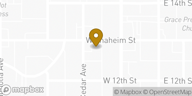 Map showing the location of AutoZone in Long Beach, CA 90813