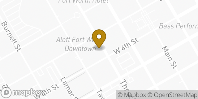 Map showing the location of Chase Bank in Fort Worth, TX 76102