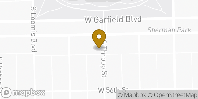 Map showing the location of Fireball Faith Church In Christ in Chicago, IL 60636