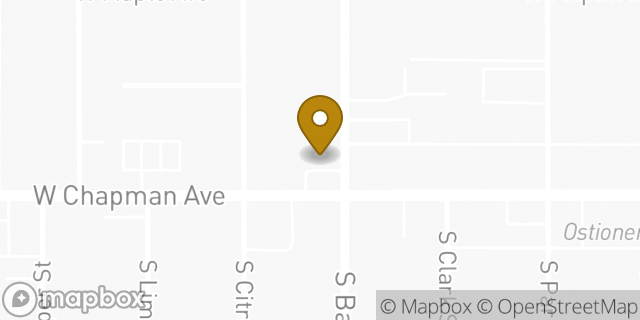 Map showing the location of 7-Eleven in Orange, CA 92868