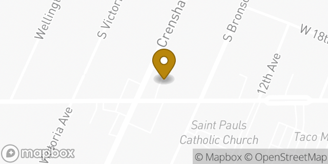 Map showing the location of Starbucks in Los Angeles, CA 90018