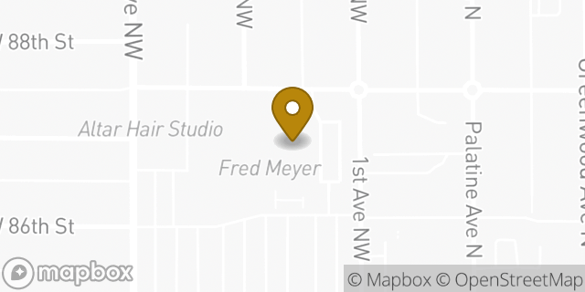 Map showing the location of Fred Meyer in Seattle, WA 98117