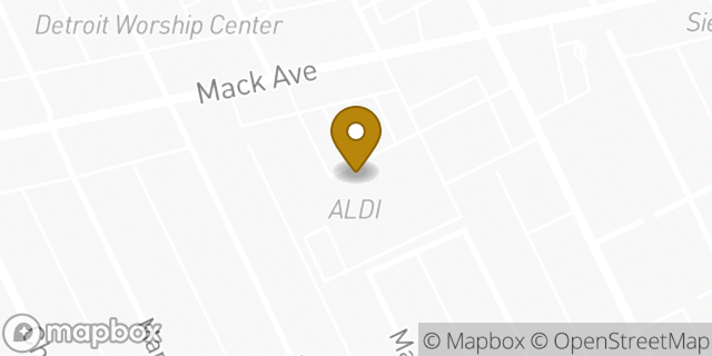 Map showing the location of Aldi in Detroit, MI 48215