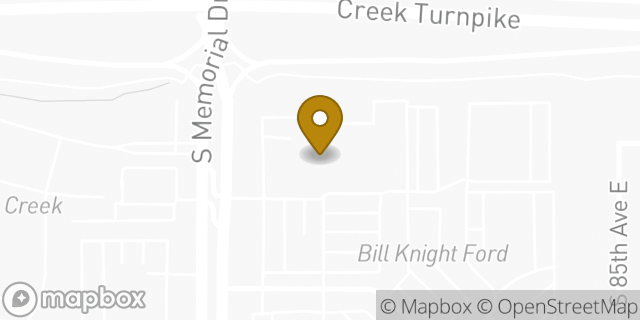 Map showing the location of Bill Knight Ford in Tulsa, OK 74133