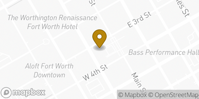 Map showing the location of Starbucks in Fort Worth, TX 76102