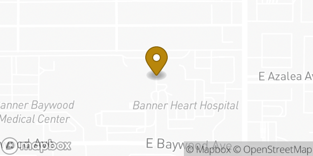 Map showing the location of Banner Health in Mesa, AZ 85206