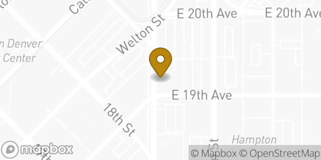 Map showing the location of Avis Car Rental in Denver, CO 80202