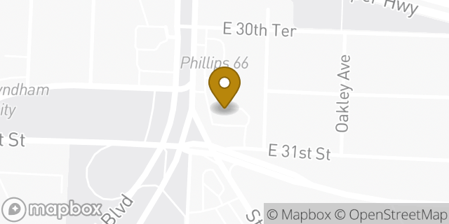 Map showing the location of McDonald's in Kansas City, MO 64128