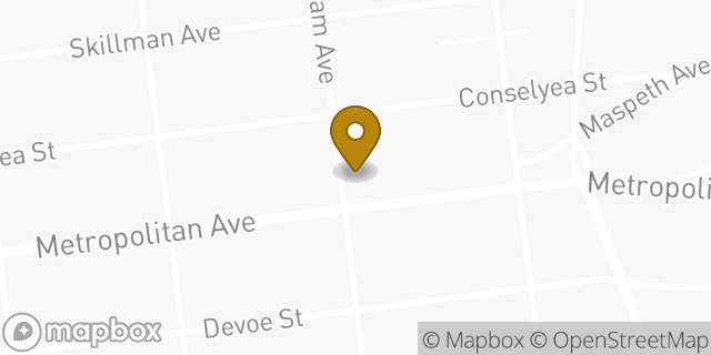 Map showing the location of Dunkin' in Brooklyn, NY 11211