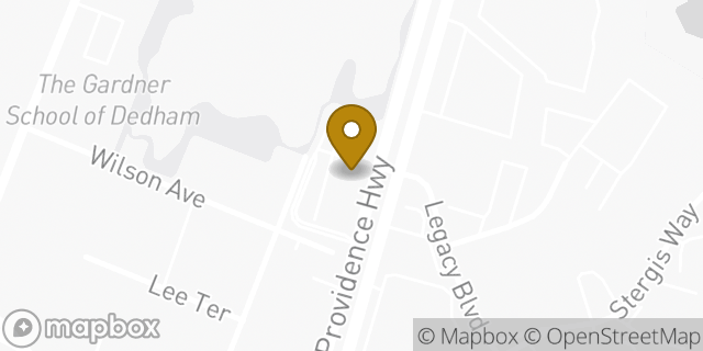Map showing the location of Chase Bank in Dedham, MA 02026