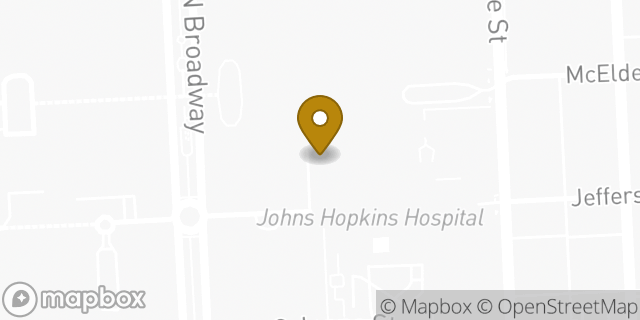 Map showing the location of The Johns Hopkins Hospital in Baltimore, MD 21205