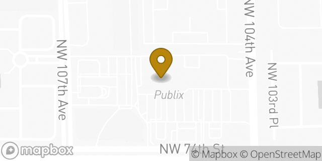 Map showing the location of Publix Super Market at Doral Commons in Doral, FL 33178