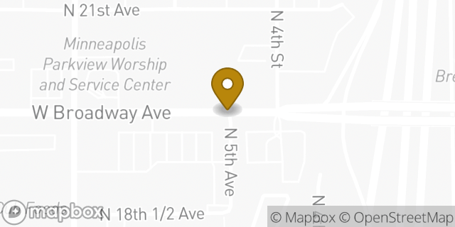 Map showing the location of AutoZone in Minneapolis, MN 55411