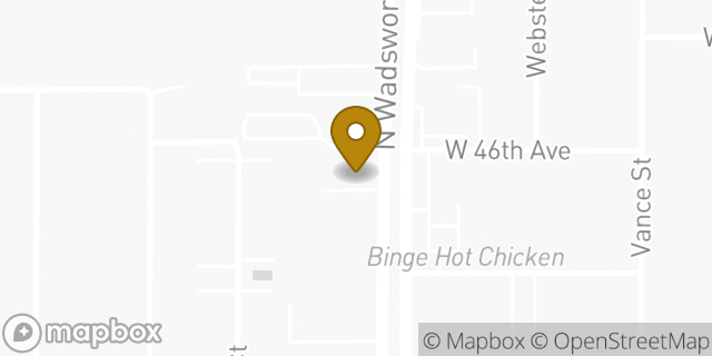 Map showing the location of EZPAWN in Wheat Ridge, CO 80033