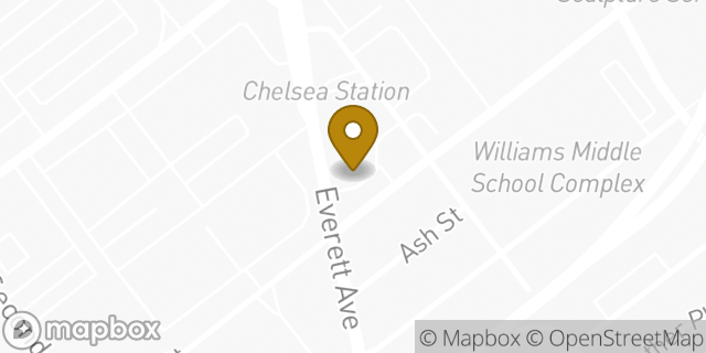 Map showing the location of Dunkin' in Chelsea, MA 02150