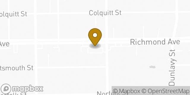 Map showing the location of Starbucks in Houston, TX 77098