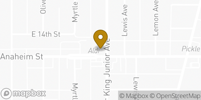 Map showing the location of Aldi in Long Beach, CA 90813