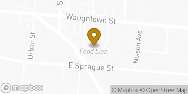 Map showing the location of Food Lion in Winston-Salem, NC 27107