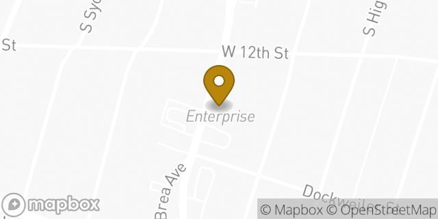 Map showing the location of Enterprise Rent-A-Car in Los Angeles, CA 90019