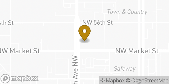 Map showing the location of WeWork in Seattle, WA 98107