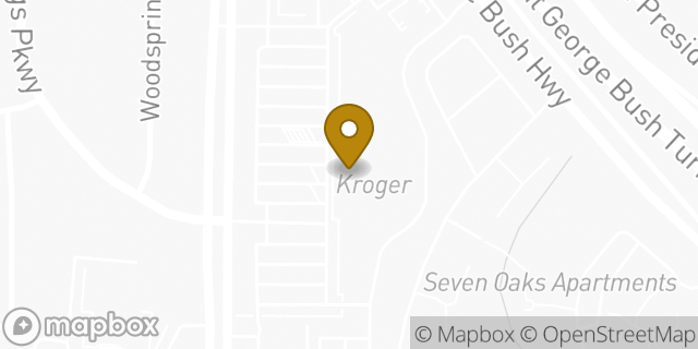 Map showing the location of Kroger in Garland, TX 75044