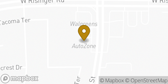 Map showing the location of AutoZone in Fort Worth, TX 76123