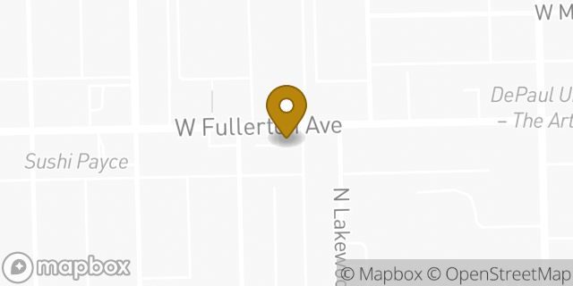 Map showing the location of Dunkin' in Chicago, IL 60614