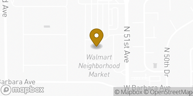 Map showing the location of Walmart Neighborhood Market in Glendale, AZ 85302
