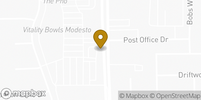 Map showing the location of Starbucks in Modesto, CA 95355